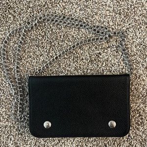 Longchamp black leather crossbody/wallet/clutch